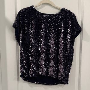 Sequin Embellished Blue Top